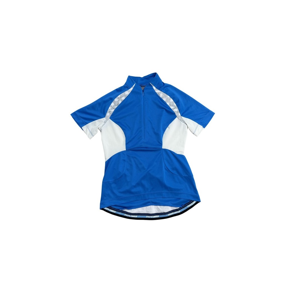 Novara Cycling Jersey Womens XS Blue White Half‎ Zip Short Sleeve Pockets Bike